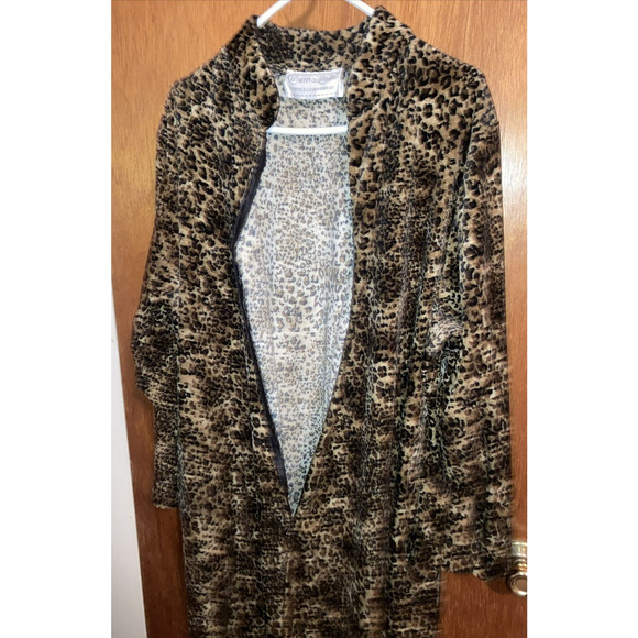 Cinema Etoile Robe Women Large Leopard Print Velour Velvet Maxi House Dress Vtg - Picture 5 of 5